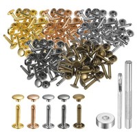 100 Set Leder Nieten 9Mm X 16Mm Metall Doppelkappe Nieten DruckknöPfe Mehrfarbig