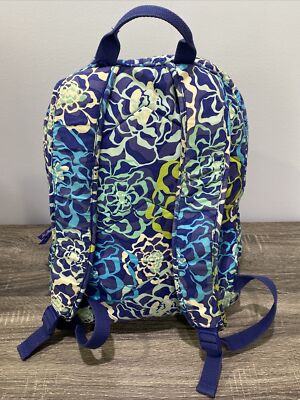 VERA BRADLEY Quilted Backpack Blue Teal Floral Patterned | eBay display picture 3