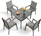 5 Pcs Outdoor Dining Set Patio Furniture Set Aluminum Lightweight Chairs & Table