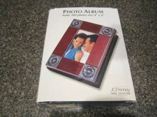 J C Penney Home Collection Photo Album Holds 100 4 x 6 Photos, Burgundy Wood