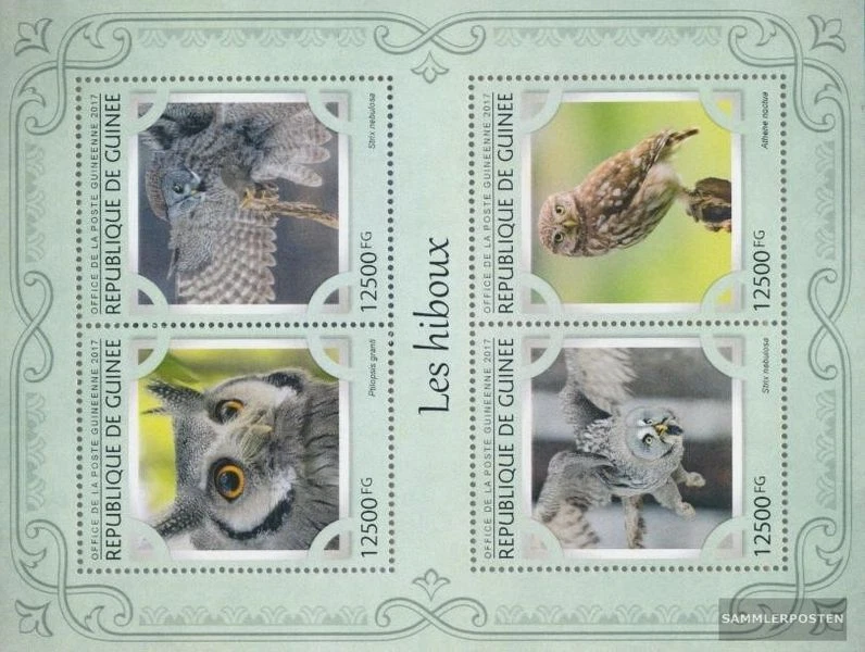 Guinea 12216-12219 Kleinbogen (kompl. Ausgabe) postfrisch 2017 Eulen - Bild 1 von 1