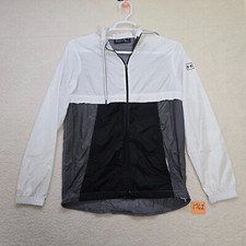 Under Armour Heat Gear Full Zip Hooded Running Jacket White Size Small Pre-owned