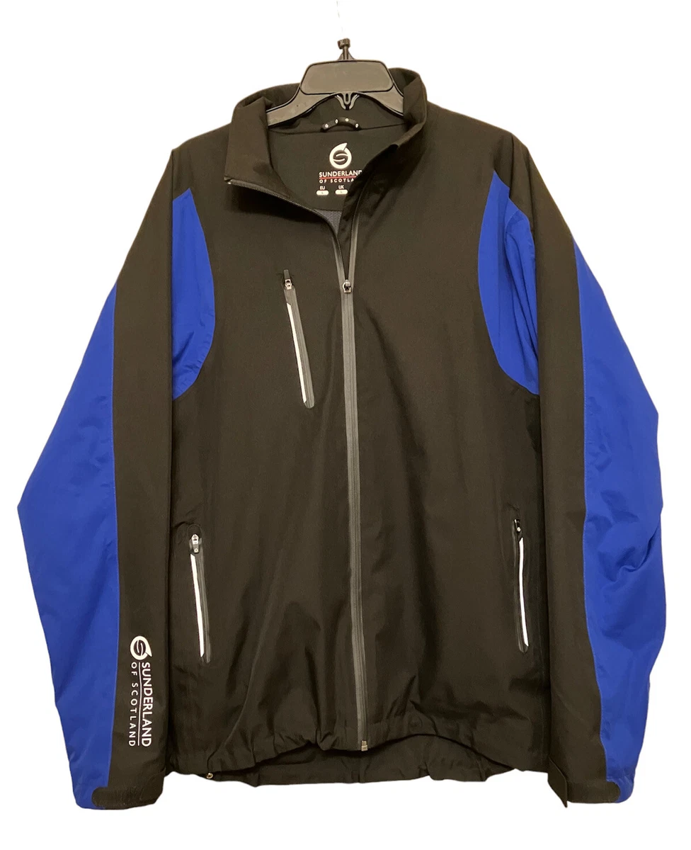 Sunderland Valberg Waterproof Men s Golf Jacket Blue Black Sz US Med Sturdy
