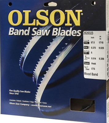 Olson 67-1/2'' 6-TPI Stationary Band Saw Blade Woodworking For Hard and Soft wood