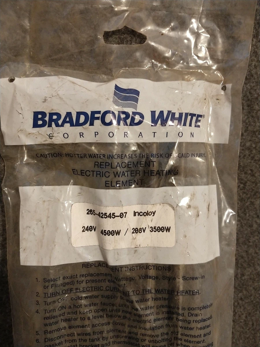 Bradford White Electric Water Heating Element Incoloy 240V 4500W  265-42545-07 | eBay