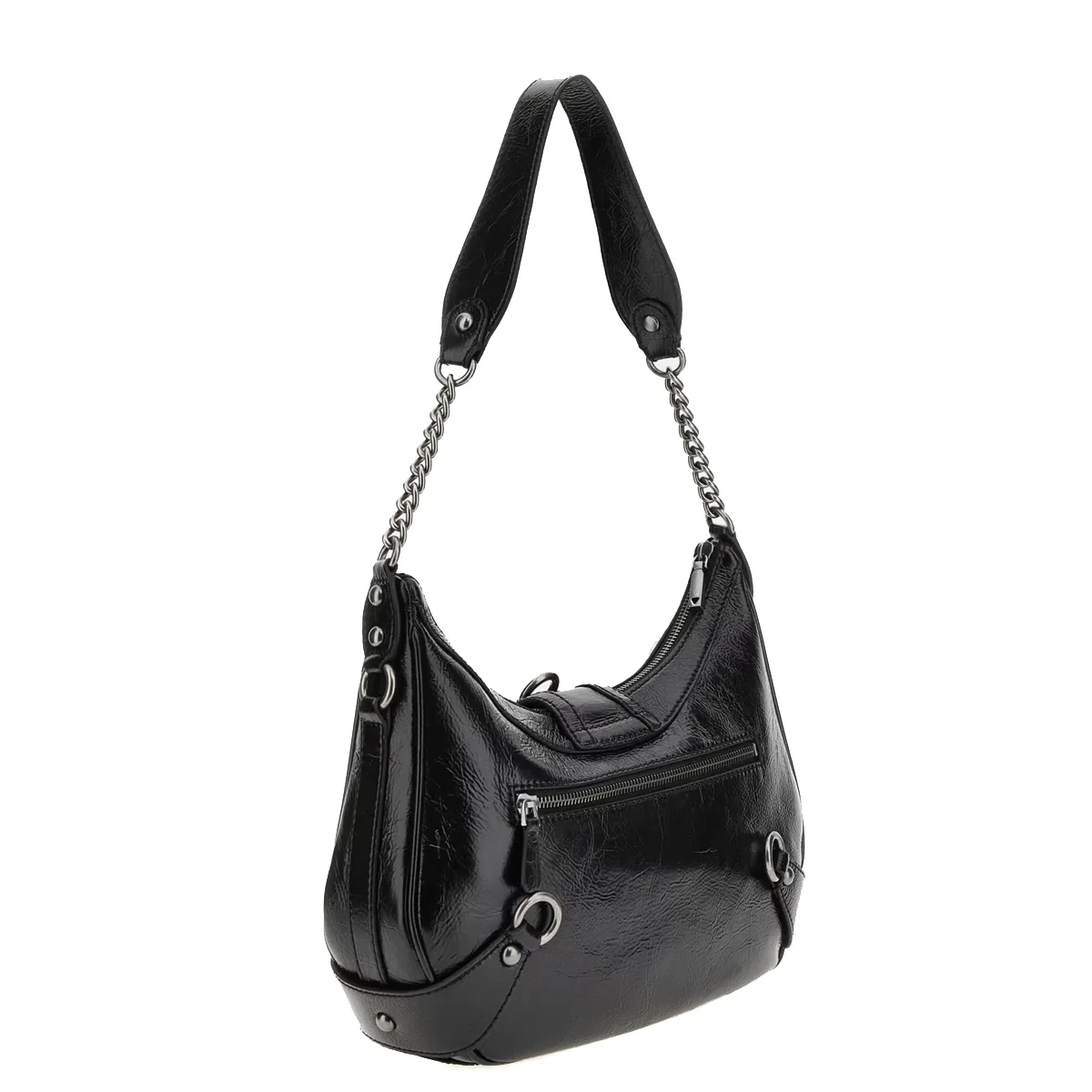 NEW Guess - Hobo Bag Gloss Vintage vernice Black - HWTM8997020 - BLACK AUTHENTIC