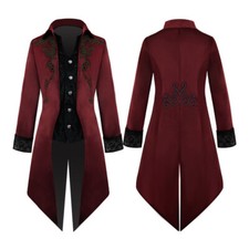 Men Vampire Gothic Tailcoat Long Suit Jacket Tuxedo Victorian Frock Coat Vintage