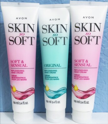 3 Avon Skin So Soft Trio Hand Creams 1 ORIGINAL & 2 SENSUAL 3.4oz New Fresh!