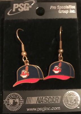 Cleveland Indians CHIEF WAHOO BANNED LOGO Cap Logo J Hook Earrings NAME CHANGE