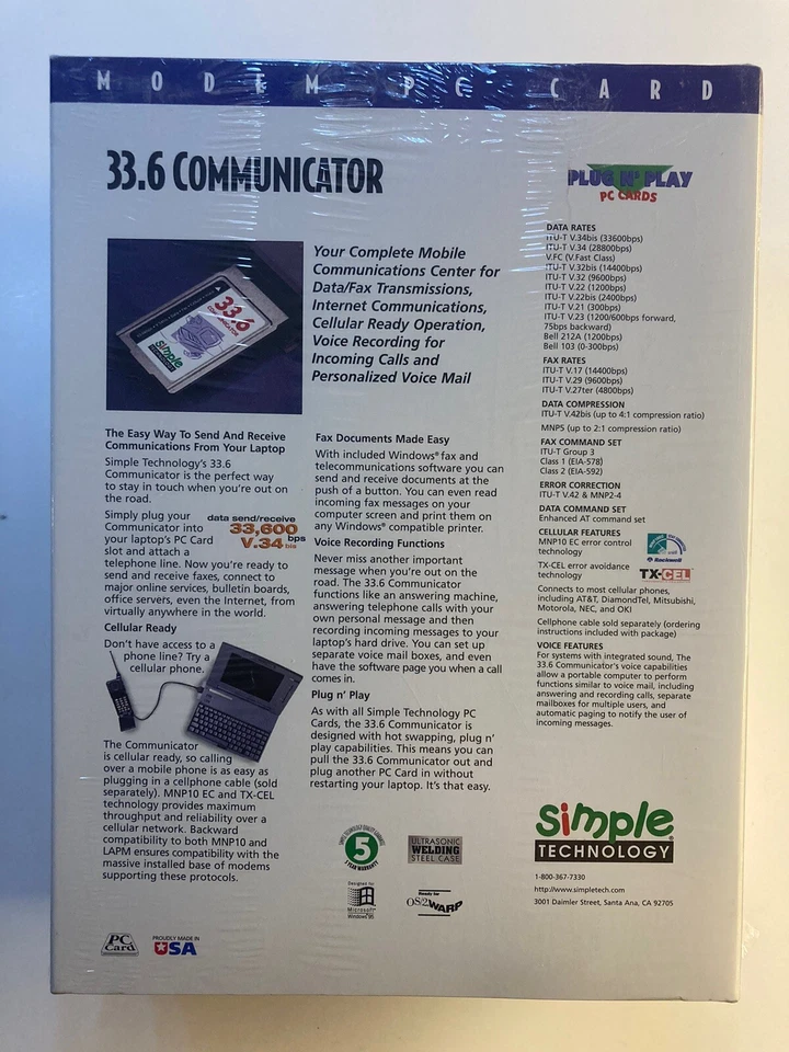 Simple Technology 33.6 Communicator 33.6 kbps V.34 bis MNP 2-4 — 第 2/4 张图片