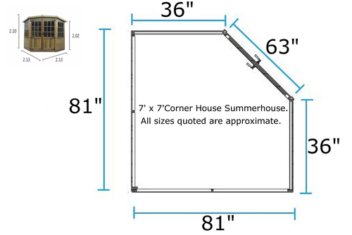 7X7 CORNER HOUSE SUMMERHOUSE GARDEN ROOM OFFICE HEAVY DUTY TANALISED TREATED - Picture 12 of 12