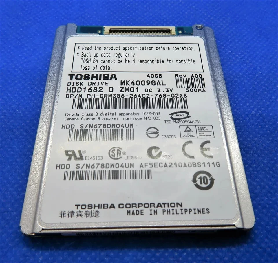 TOSHIBA MK4009GAL 40GB HDD1682 1.8" 4200 RPM ATA/IDE HARD DRIVE - Image 2 of 4