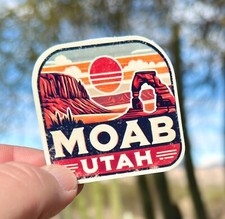 2" Retro Moab Sticker, Decal, Vintage, Travel, Adventure, Arches, Sun, Utah, Fun