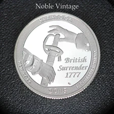 2015 S Silver Proof Saratoga Quarter - 90% Silver - Light Toning - Lot A