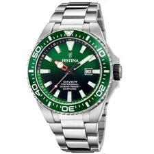 FESTINA The Originals F20663/2 Diver 200m Green Steel Bracelet Men's Watch