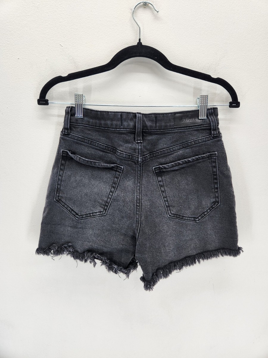 Hollister Ultra High Rise Mom Black Short Womens Size Raw Hem