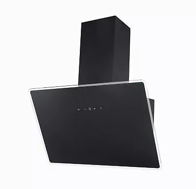 Dunstabzugshaube 80 cm kopffreie Schräghaube Schwarz A++ Umluft LED Respekta