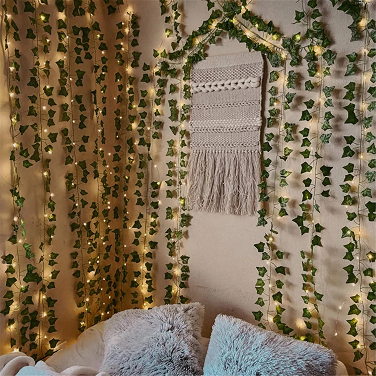 A-DECOR 84 FT-12 Pack Artificial Ivy Garland Hanging Vines for Bedroom Wedding Party Green Decoration Wall Plants Jungle Leaves