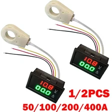 1/2Pack Hall Current Voltmeter Dual Digital Display DC 0-300V 50A/100A/200A/400A