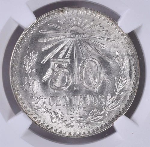 1945 M Mexico 50 Centavos - NGC MS67