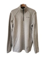 Eddie Bauer Sweater Men's TL Large Tall 1/2 Zip Pullover Fleece Gray Long Sleeve