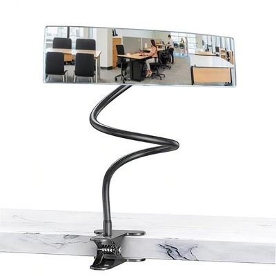 Clip-On Security Mirror 12'' x 3'' Convex - 360° Adjustable Heavy-Duty Stand