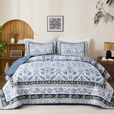 Queen Size Quilt Sets Navy Blue Floral Quilt Set Queen 3 Pieces Boho Bedspread