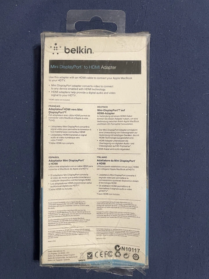 Belkin F2CD021eb White Mini DisplayPort To HDMI Adapter Plug-and-Play New - Image 3 of 3