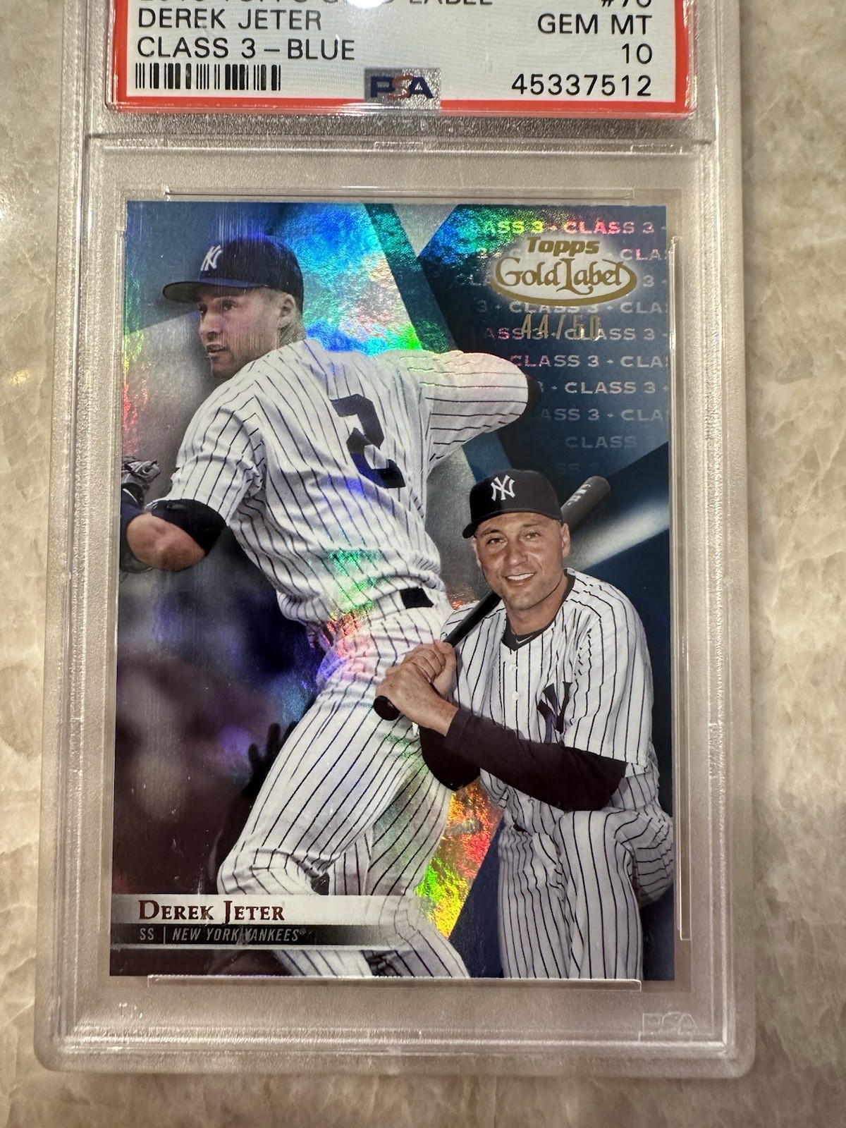 2018 Topps Gold Label - Derek Jeter #70 Class 3 Blue /50 New York Yankees PSA 10 view 2