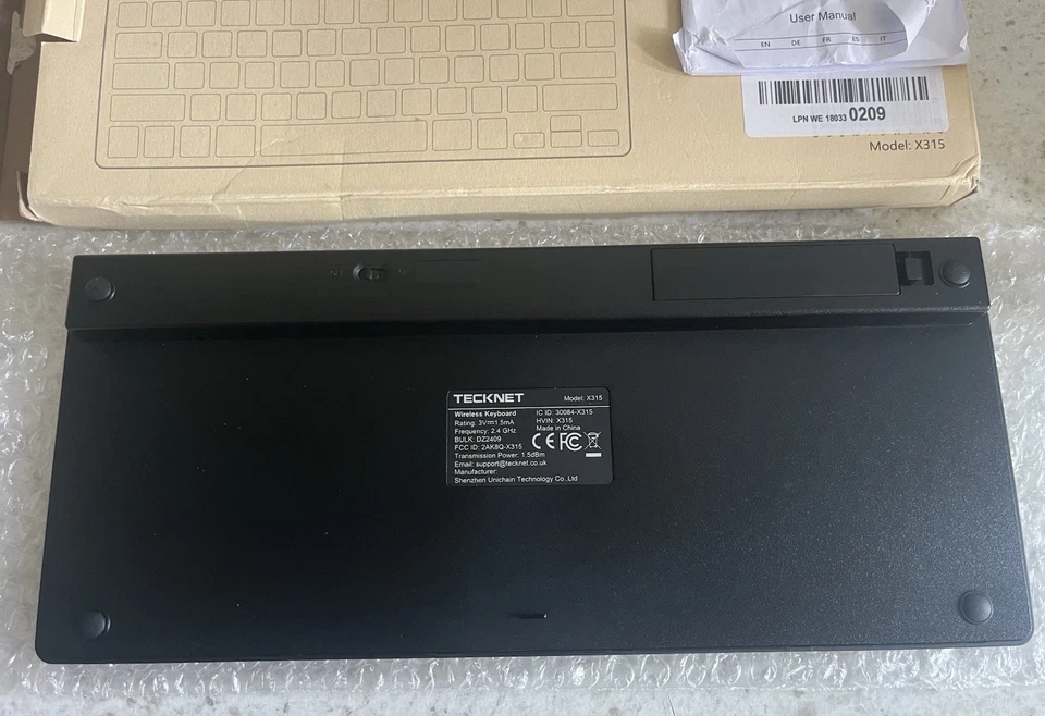 TECKNET Portable Cordless Wireless Keyboard Black, SKU X315 - Image 2 of 3