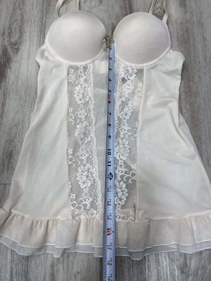 Top Babydoll Playboy Intimates Crema Encaje y Malla Talla Mediana Foto 3 de 4