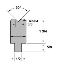 RITEWAY PRESS BRAKE DIE 90 DEGREE 3/8 INCH V OPENING FORMING DIE #24 12 INCH