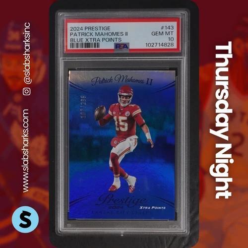2024 PANINI PRESTIGE PATRICK MAHOMES II BLUE PREMIUM XTRA POINTS /299 PSA 10
