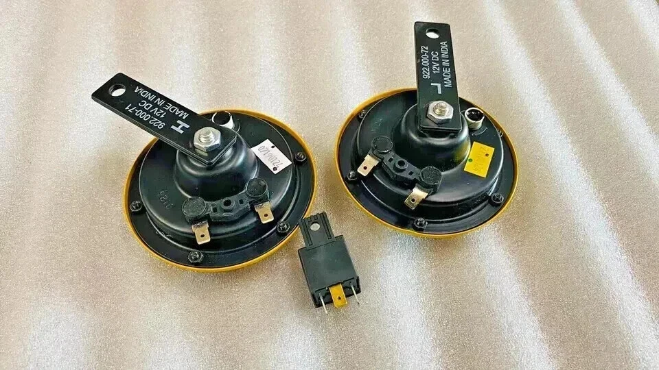 Kit de bocina doble HELLA H31000001 Sharptone 12V, tono alto/bajo, parrilla amarilla, relé Foto 3 de 4