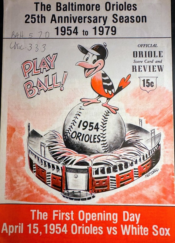 1979 Baltimore Orioles Replica 25th Anniversary Scorecard from 1954