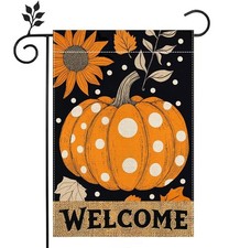 Fall Pumpkin Welcome Garden Flag 12 x 18 Inch Double Sided