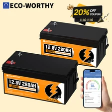 ECO-WORTHY 12V 280Ah 3584Wh LiFePO4 Lithium Battery Bluetooth 24V/36V/48V For RV