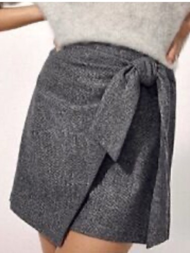 Wilfred Dorine Wool Blend Faux Wrap Tie Front Mini Skirt Gray Size 2 NWT - Picture 2 of 11