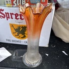 Vintage Fenton Diamond and Rib Marigold Carnival Glass Scalloped 12” Swung Vase