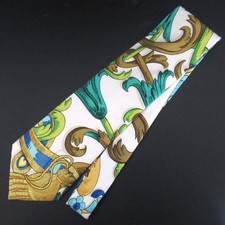 Excellent Condition HERMES Scarf Pattern Silk Tie White Men s Vintage Used From