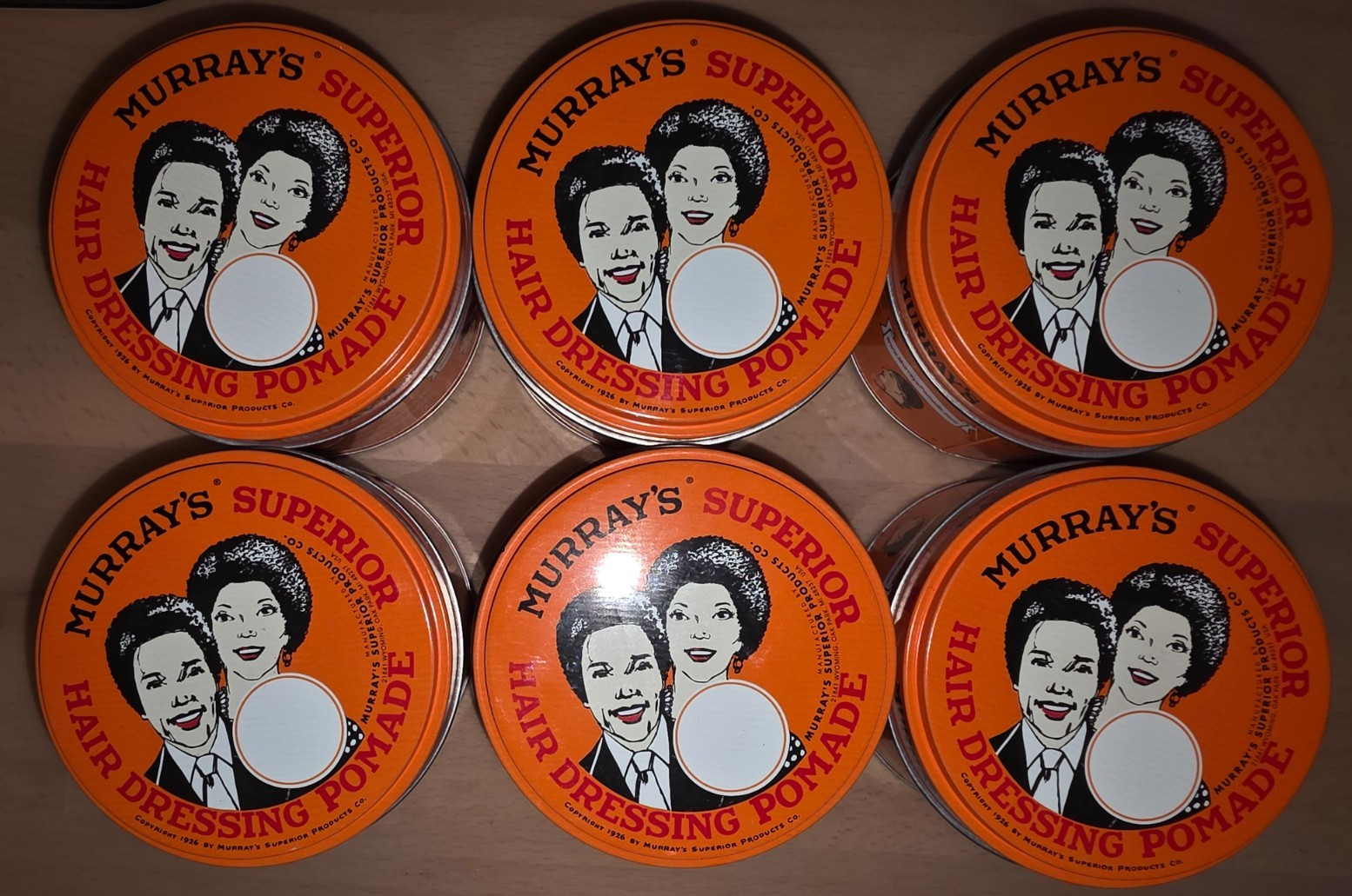 Murray's Superior Hair Dressing Pomade, 3 Oz - 6 tins per lot.