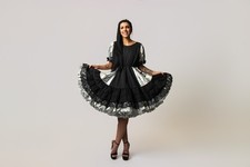 Square Dance Dress Black and Silver Elegant with Bows in a LRG