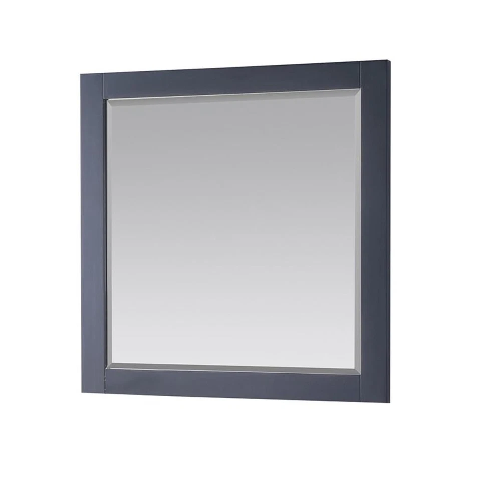 Espejo de pared con marco de madera rectangular para baño Maribella 34" en azul clásico Foto 2 de 4