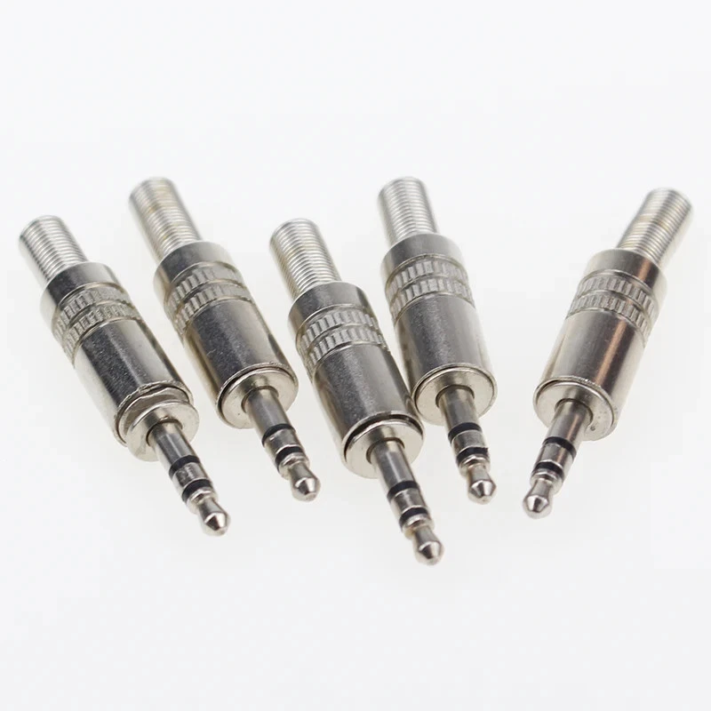 Plug Connector Jack 5 Pcs 3.5mm 3-pole Stereo Metal 3.5 Adapter with Soldering - Image 2 of 4