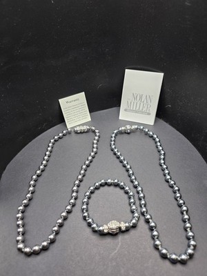 NOLAN MILLER GRAY Pearls Of Wisdom NECKLACE/ BRACELET SET W/ EXTRA 18'' NECKLACE 