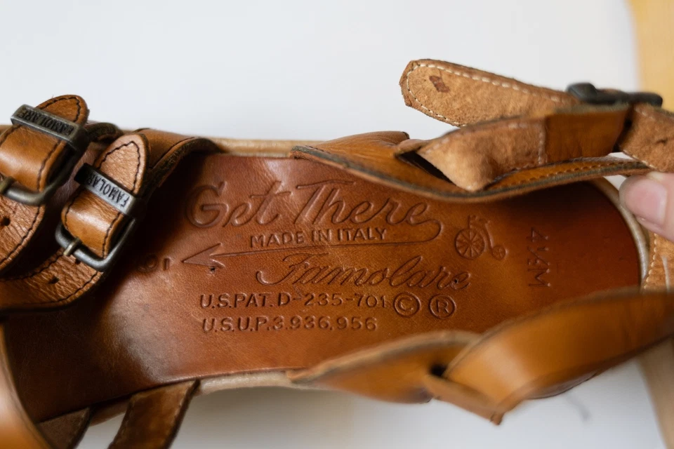 Sandalias de cuña Famolare años 70 Get There tacón alto marcadas 4,5 M ITALIA vintage marrón Foto 2 de 4