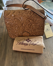 NWT Patricia Nash Ilina Leather Tooled Crossbody Handbag Biscuit Brown Dust Bag
