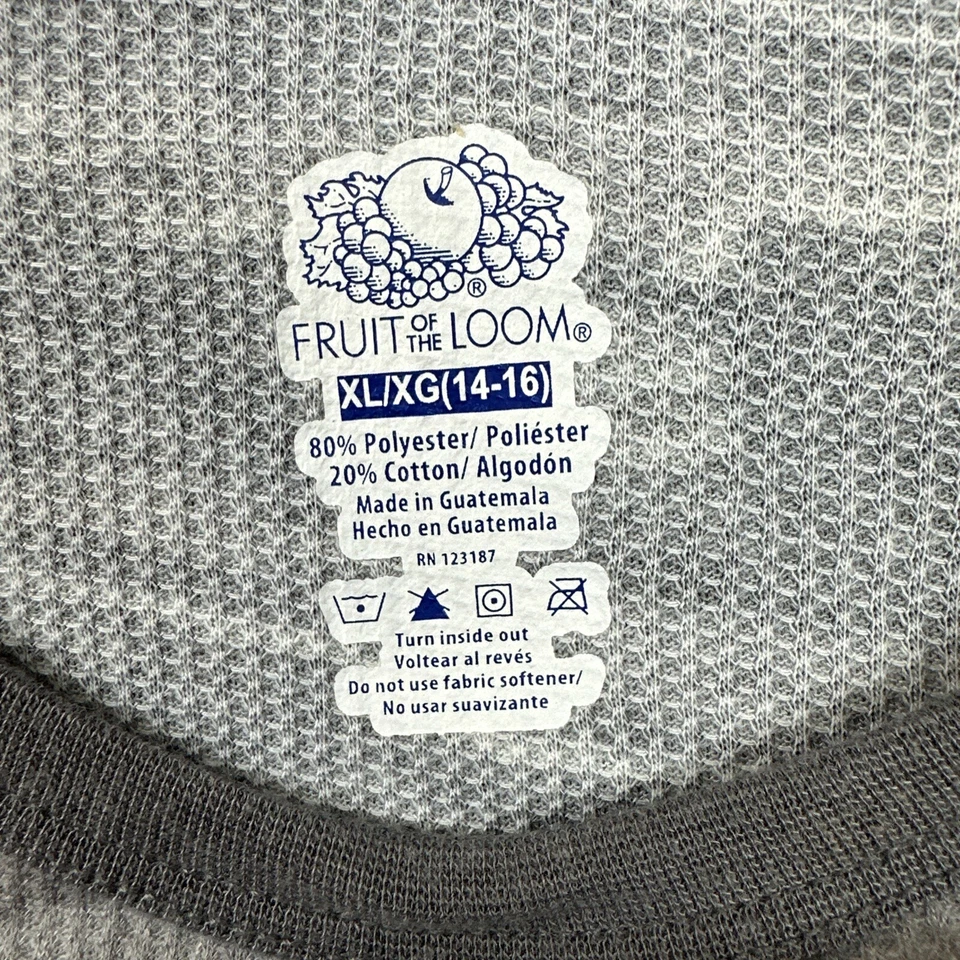 Camisa térmica Fruit Of The Loom Youth XL ropa interior top gris gofre camuflaje Foto 2 de 4