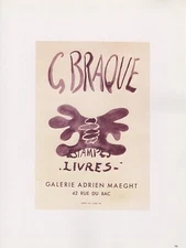 1989 VINTAGE "ESTAMPES LIVRES" BRAQUE MOURLOT MINI POSTER COLOR Art Lithograph
