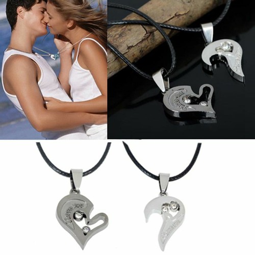 Collana Uomo Donna 2 in 1 Love Fidanzati Amiche del Cuore in Acciaio - Foto 9 di 18
